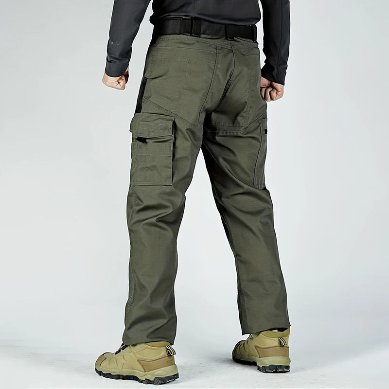 2 Pcs Multi Pockets Cargo Trousers Men's Casual Tactical Pants Wear-resisting Breathable Trousers Outdoor Hiking Pants