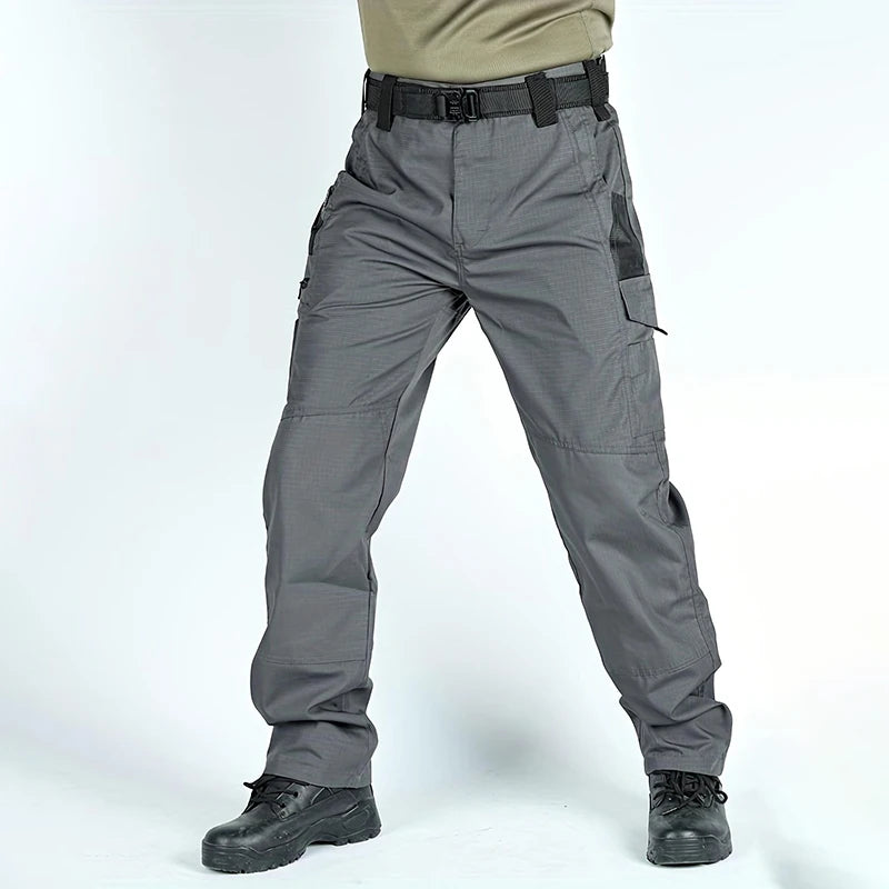 2 Pcs Multi Pockets Cargo Trousers Men's Casual Tactical Pants Wear-resisting Breathable Trousers Outdoor Hiking Pants