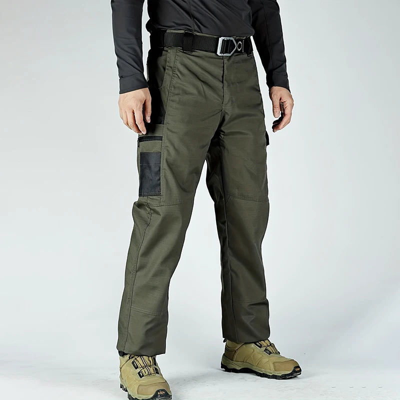 2 Pcs Multi Pockets Cargo Trousers Men's Casual Tactical Pants Wear-resisting Breathable Trousers Outdoor Hiking Pants