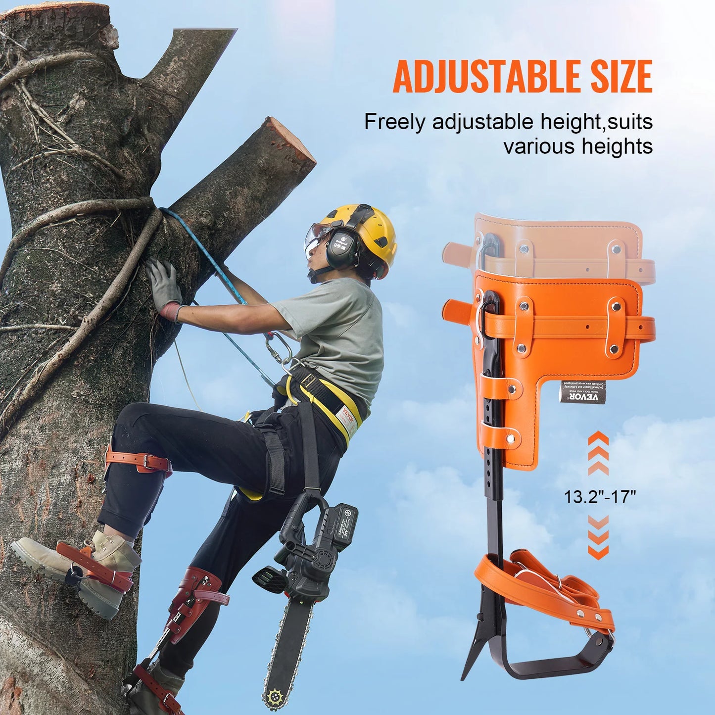 SucceBuy Tree Climbing Spikes Steel Climbing Spurs 350 Pounds Load Capacity with Straps and Spike Protectors