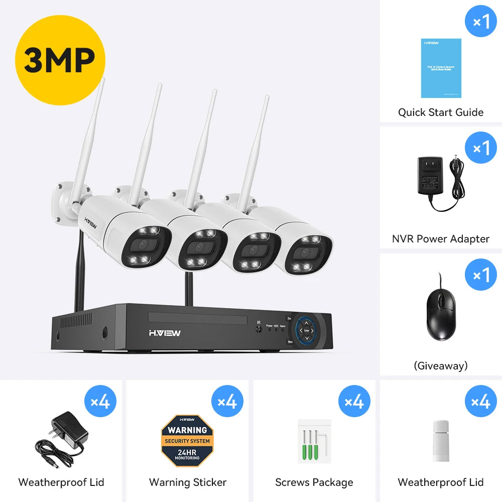 H.View 8CH 5MP Wireless WiFi Camera Security System CCTV Video Surveillance Kit NVR Indoor Outdoor Two Way Audio Xmeye