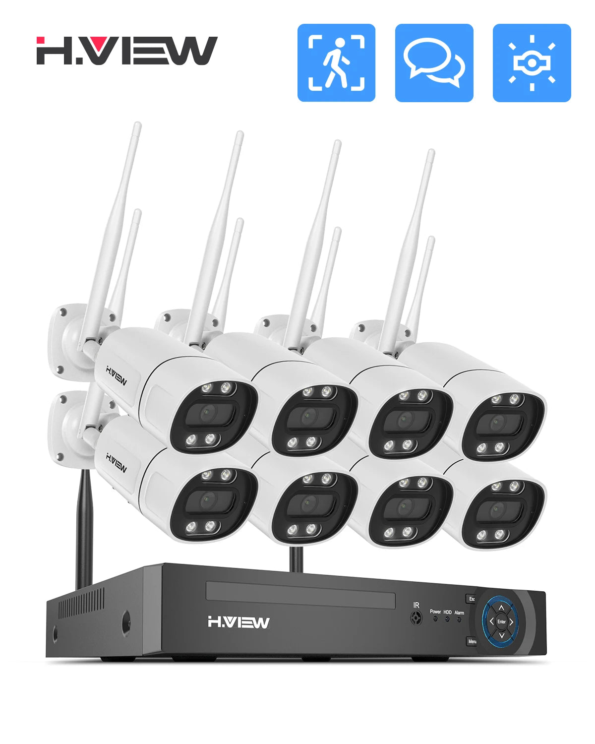 H.View 8CH 5MP Wireless WiFi Camera Security System CCTV Video Surveillance Kit NVR Indoor Outdoor Two Way Audio Xmeye