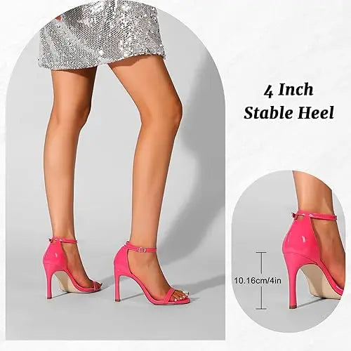 Women's black high heels, strappy design, stiletto rope accents. Ankle strap, size 7.5