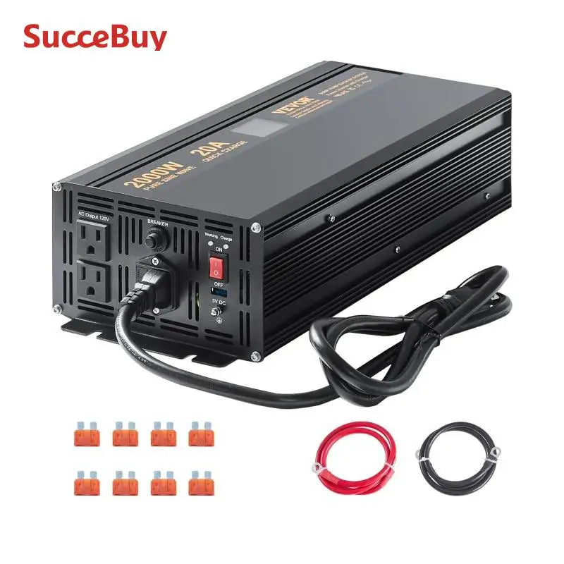 SucceBuy 2000W 2500W Sump Pump Battery Backup System With LCD Display Auto Switch To Battery Inverter Power For Emergency Use