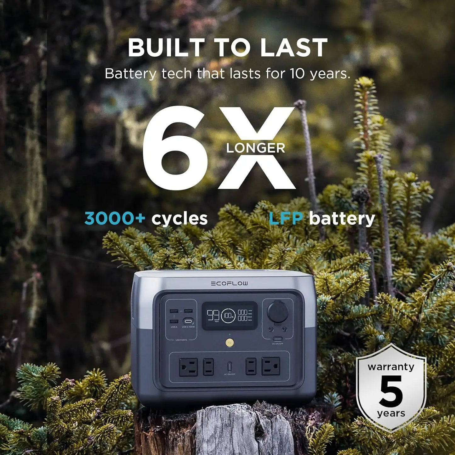 ECOFLOW Portable Power Station RIVER 2 Max 499Wh LiFePO4 Battery 1 Hour Fast Charging Up To 1000W Output