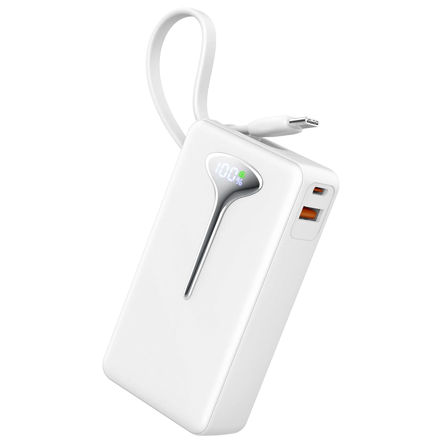 10000mAh Portable Charger Power Bank with 22.5W Fast Charging USB C In and Out Built in Cable Travel Essentials for iPhone and Android