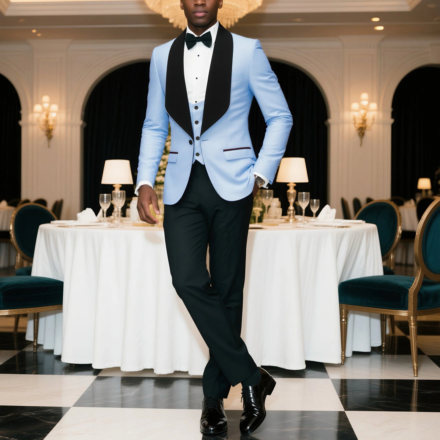 Mens 3 Piece Floral Tuxedo, Jacquard Slim Suit Set, Paisley Blazer Vest And Pants For Prom Wedding