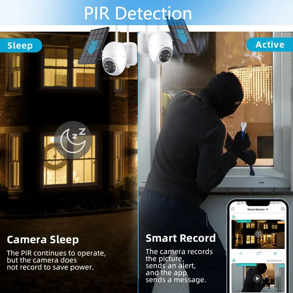 Overscam 4G SIM Card 5MP Solar Panel Outdoor CCTV PTZ Camera with Two-Way Audio and Intrusion Alarm