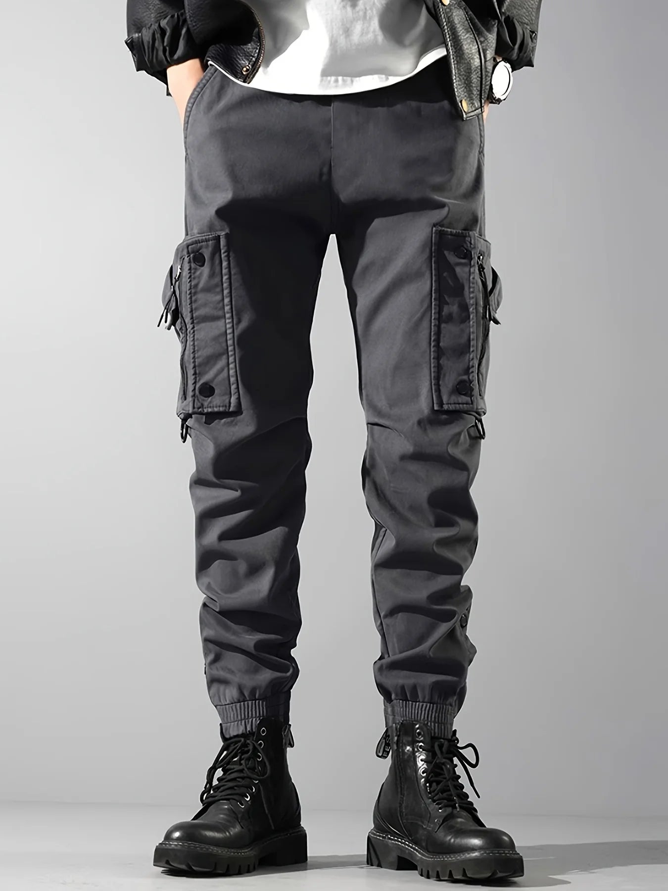 Men Cargo Jogger Pants Autumn Winter Fleece Sweatpants Mens Fleece Overalls Joggers Sweat Pocket Pants Cargo Trousers Streetwear