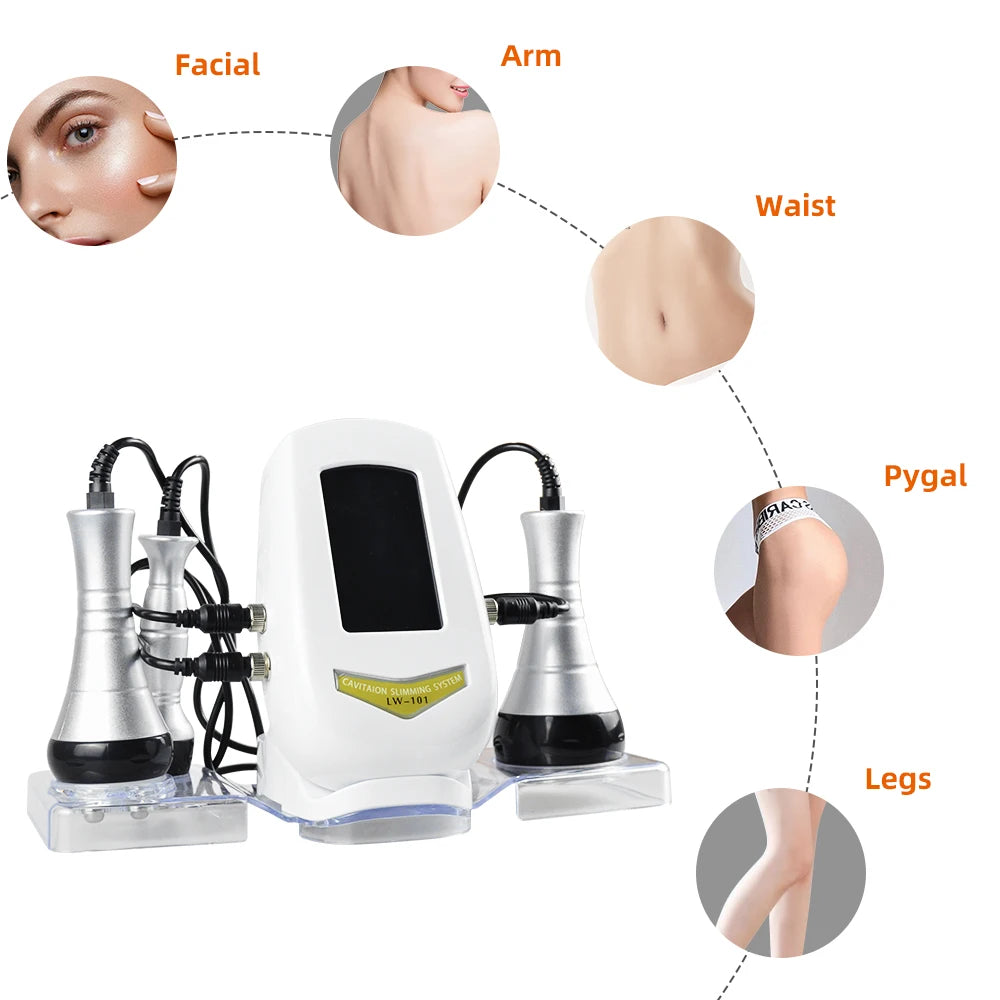 3 In 1 Beauty Body Slimming Massager Cavitation Machine Multi Functional Face Body Tightening Lifting Spa Skincare Tool