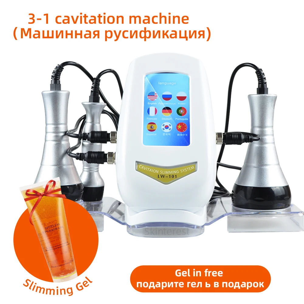 3 In 1 Beauty Body Slimming Massager Cavitation Machine Multi Functional Face Body Tightening Lifting Spa Skincare Tool