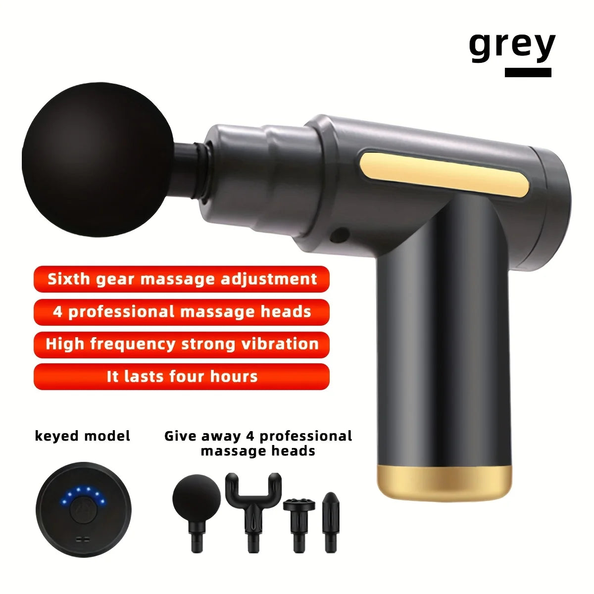 Long Endurance Type-C Electric Massager With Six Adjustable Levels Silent Multifunctional Fascia Gun