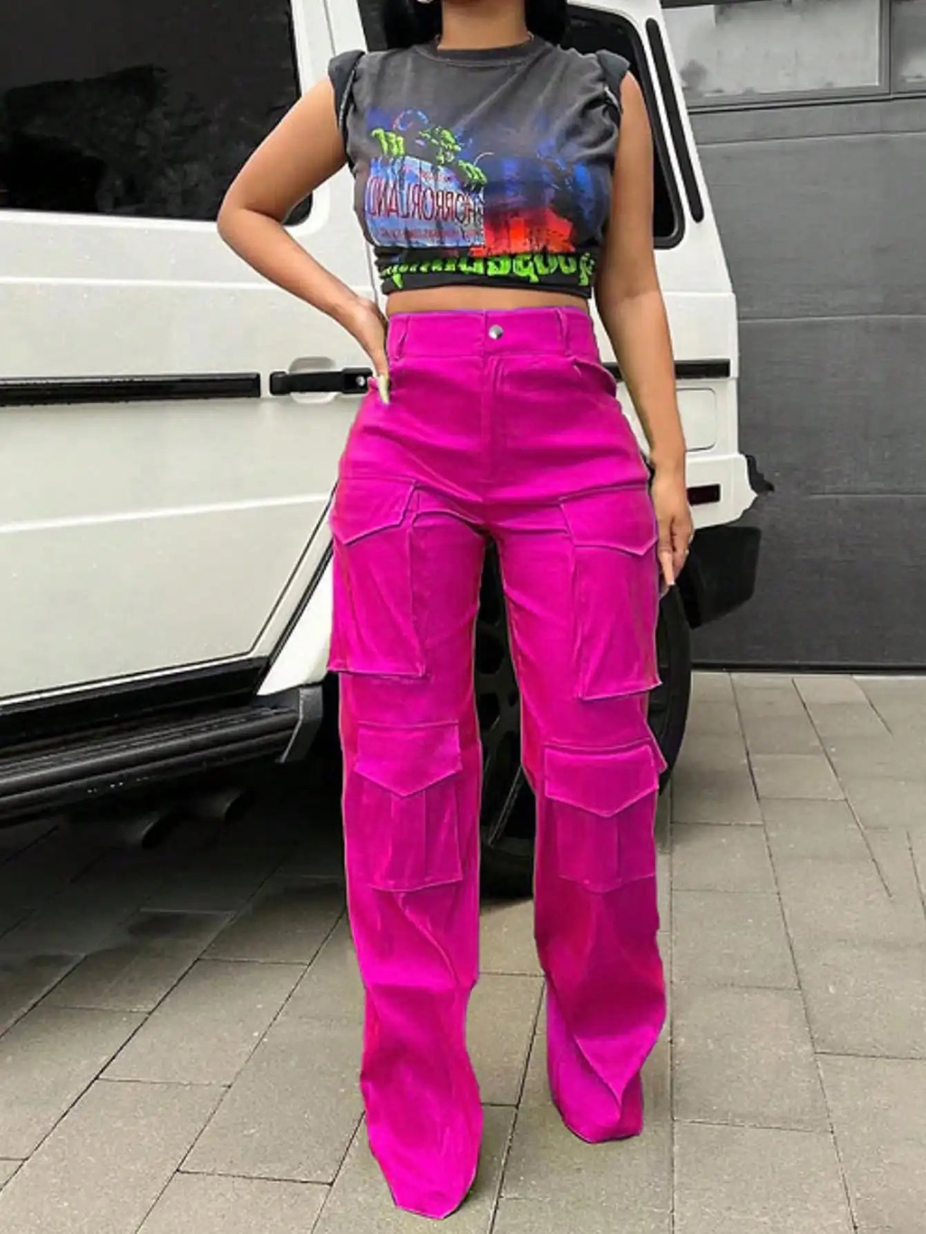 Retro streetwear work pants, fashgo Pants Straight Wide Leg Trousers Y2K Streetwear Baggy Stretchy Pants With Pockets Streetwear