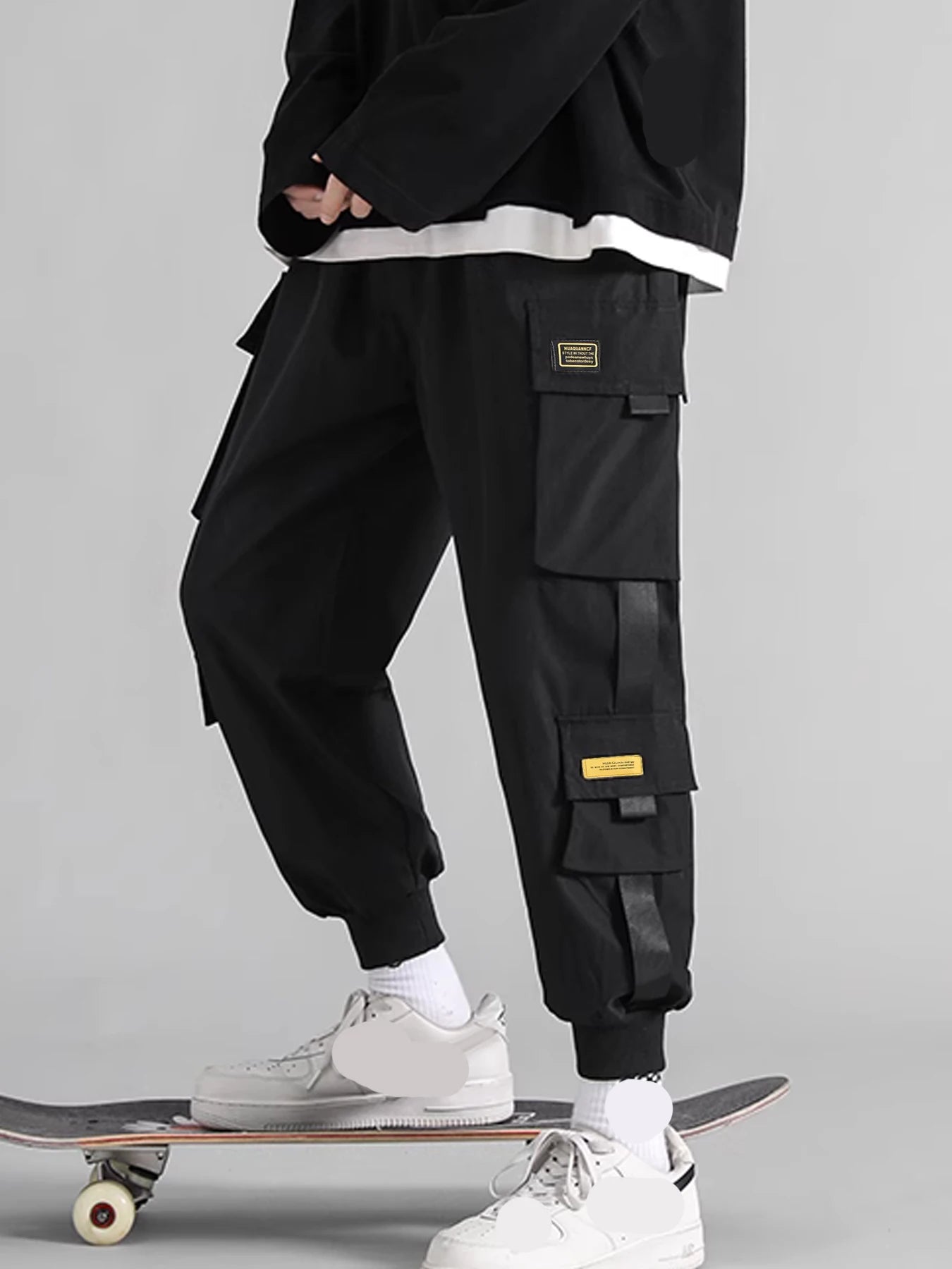 Cargo Pants For Men Male Casual Loose Straight Leg Workwear Pants With Pockets Stirped Texture Fashionable Bottoms