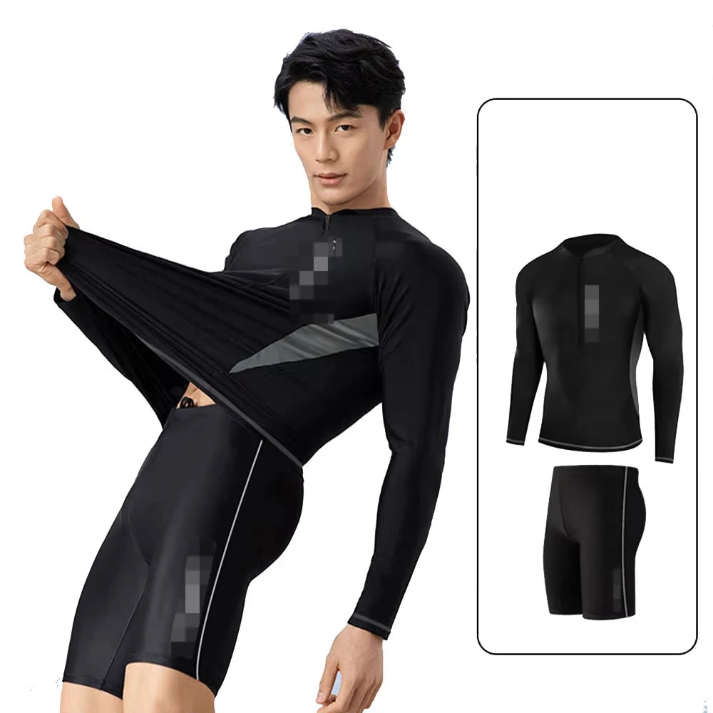 New Mens Quick Drying Long Sleeved Sun Proof Beach T Shirt Snorkeling Surfing Suit Water Sports Swimsuit Surfing Top