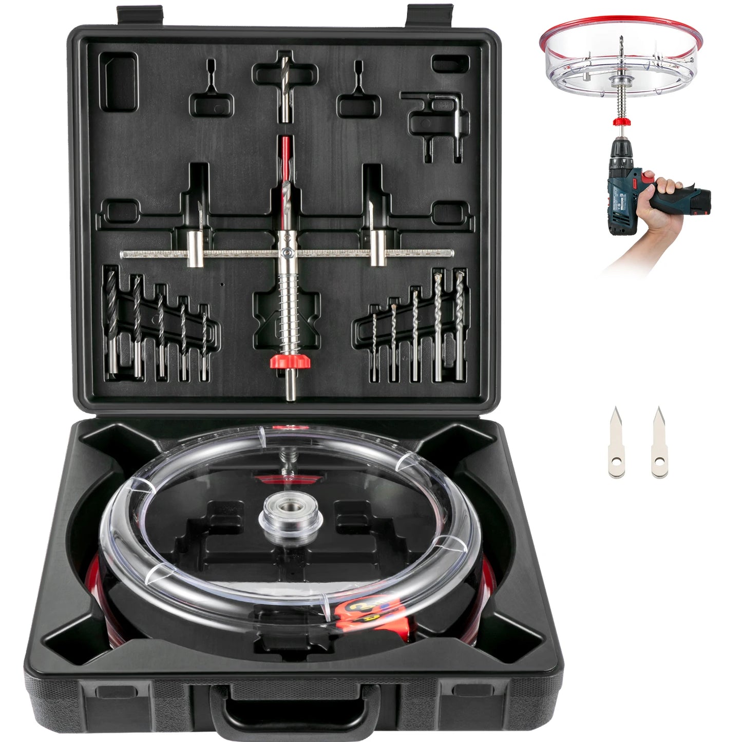 SucceBuy 40-200mm 40-300mm Adjustable Steel Hole Saw Cutter Kit w/ Shield Hole Cutter Drill Bit DIY Tool Sheetrock Veneer Slate