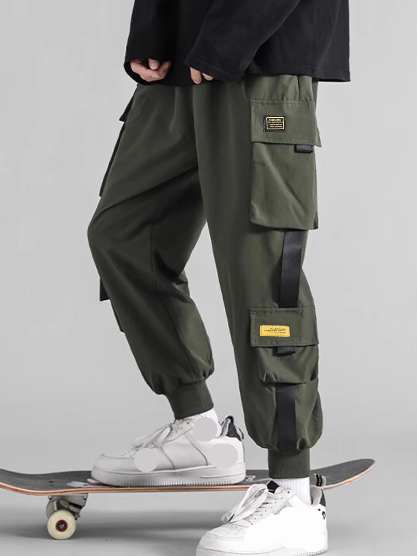 Cargo Pants For Men Male Casual Loose Straight Leg Workwear Pants With Pockets Stirped Texture Fashionable Bottoms