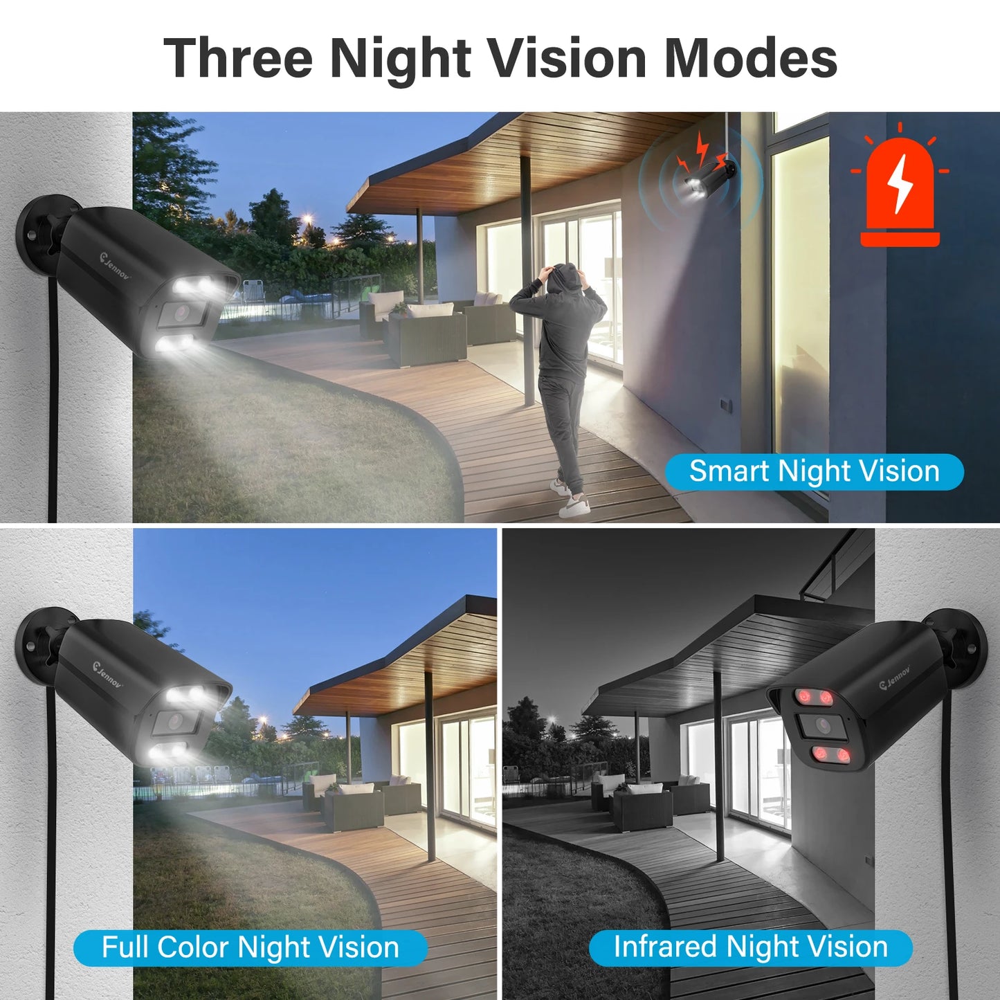Jennov 4K 8MP POE IP Camera Security Hikvision Compatible Outdoor Two Way Audio Auto Tracking Home Security NVR System IP66