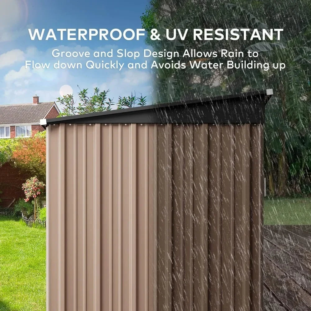 6 Foot by 4 Foot Outdoor Storage Shed with Double Lockable Doors Waterproof Metal Garden Shed