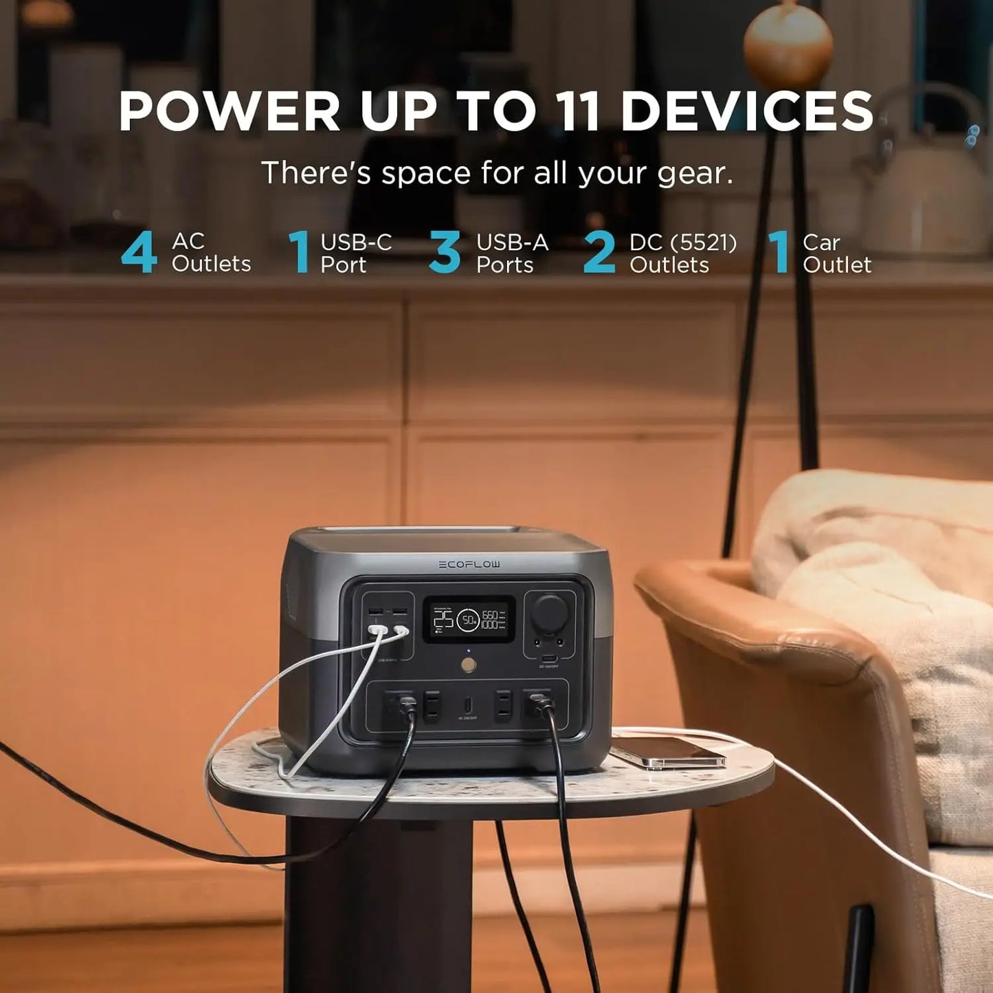 ECOFLOW Portable Power Station RIVER 2 Max 499Wh LiFePO4 Battery 1 Hour Fast Charging Up To 1000W Output