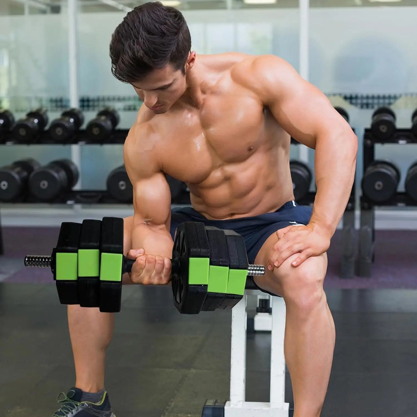 4 in 1 Adjustable Dumbbell Set 44lbs Weight with Iron Handle Kettlebell Barbell Push Up Stand for Home Gym
