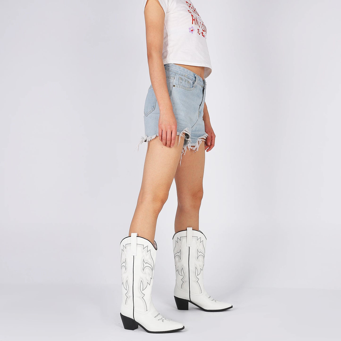 GIGIFOX Women Vintage Embroidered Mid Calf Cowgirl Boots Ladies Pointed Toe Square Chunky Heeled Western Boots