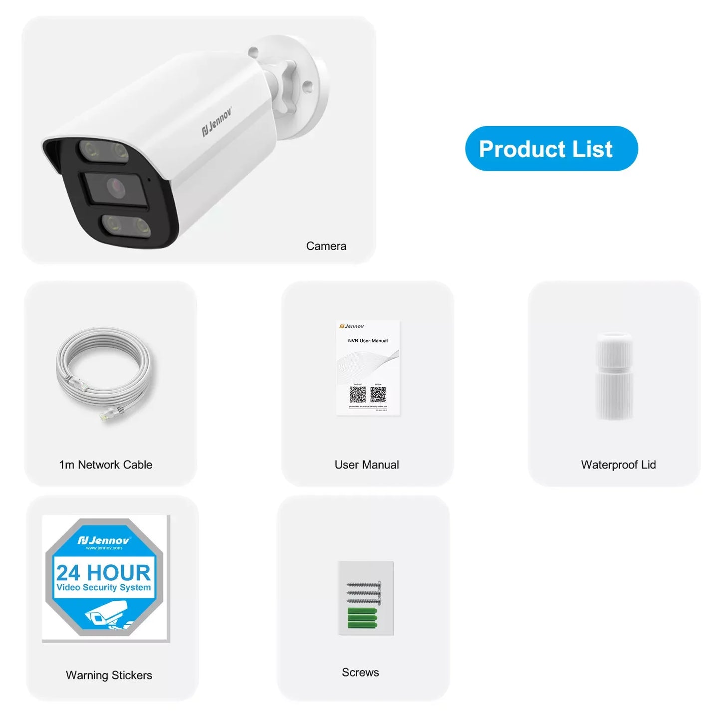 Jennov 4K 8MP POE IP Camera Security Hikvision Compatible Outdoor Two Way Audio Auto Tracking Home Security NVR System IP66