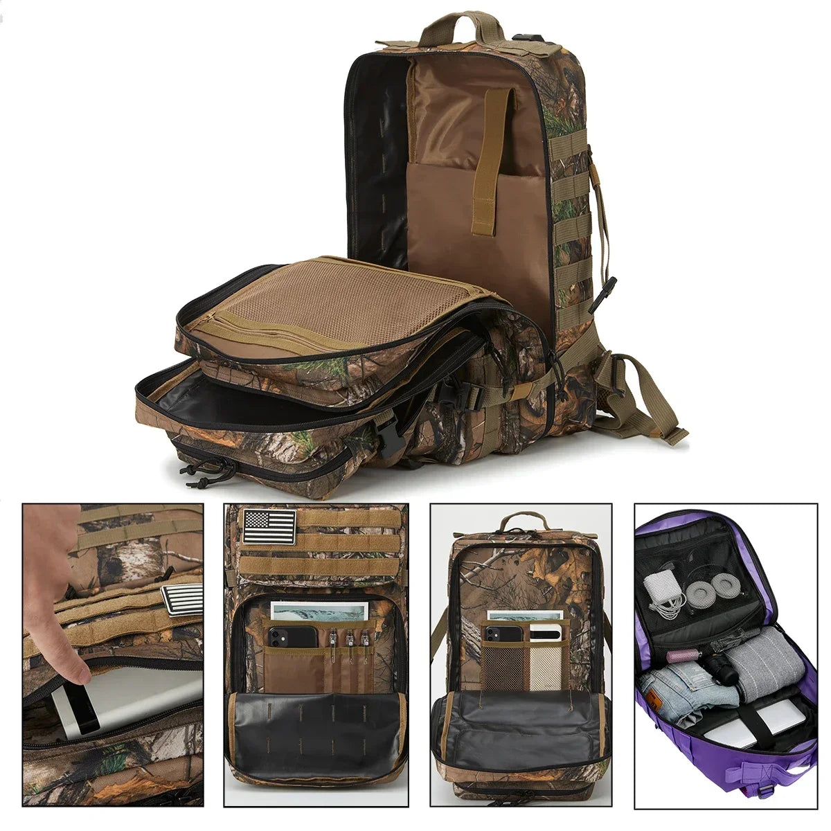 45L Hunting Large Capacity Outdoor Tactical Backpack for Men and Women 3 Day Gym Hiking Bag for Trekking Camping Daypack