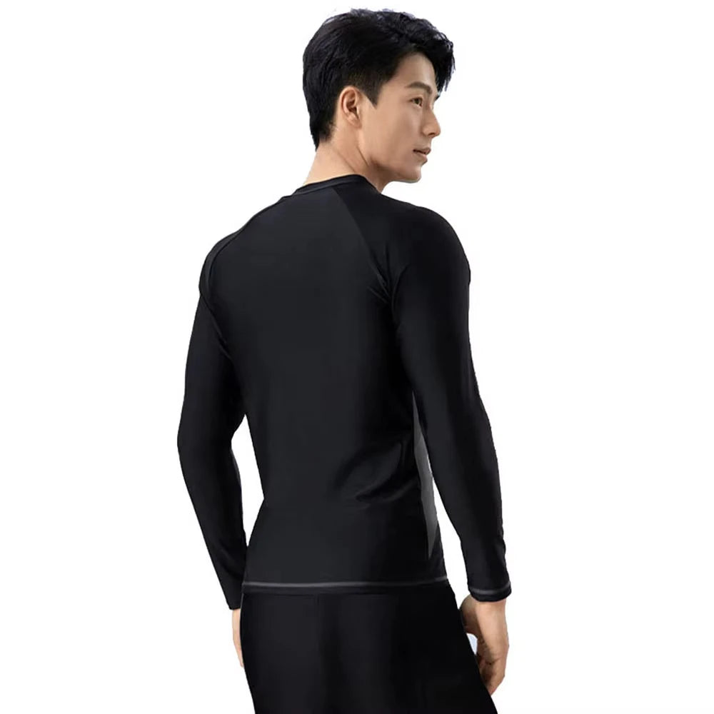 New Mens Quick Drying Long Sleeved Sun Proof Beach T Shirt Snorkeling Surfing Suit Water Sports Swimsuit Surfing Top