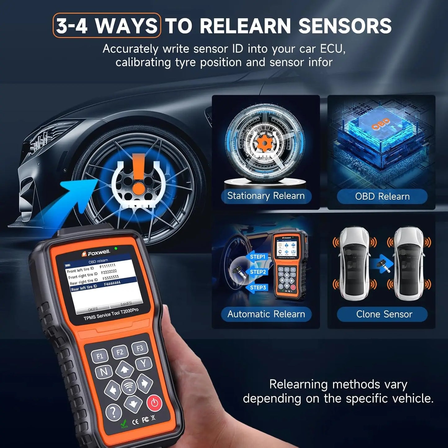 FOXWELL T2000 PRO Auto Tire Pressure Tool TPMS Relearn Activate Sensors Programming Car OBD2 Code Reader Diagnostic Tools