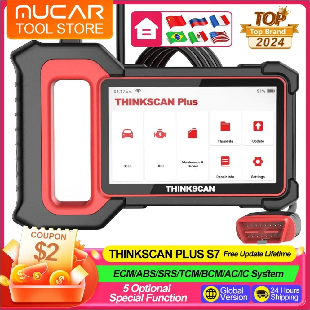 Thinkscan Plus S7/S6/S5/S4 Diagnostic Tools Diagnose 7 System 5 Reset Free Lifetime Autotools Car Obd2 Scanner Code Reader Tools