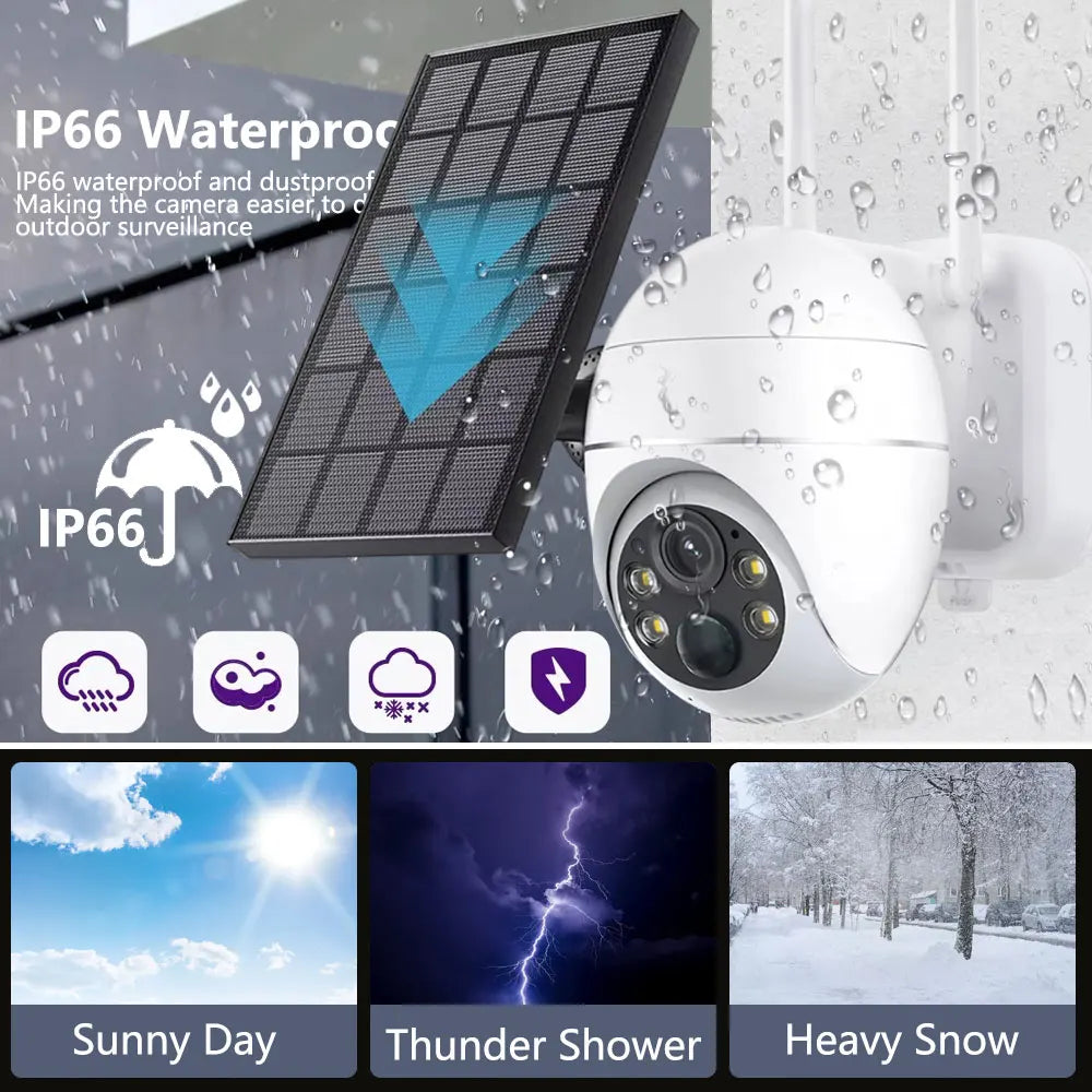 Overscam 4G SIM Card 5MP Solar Panel Outdoor CCTV PTZ Camera with Two-Way Audio and Intrusion Alarm