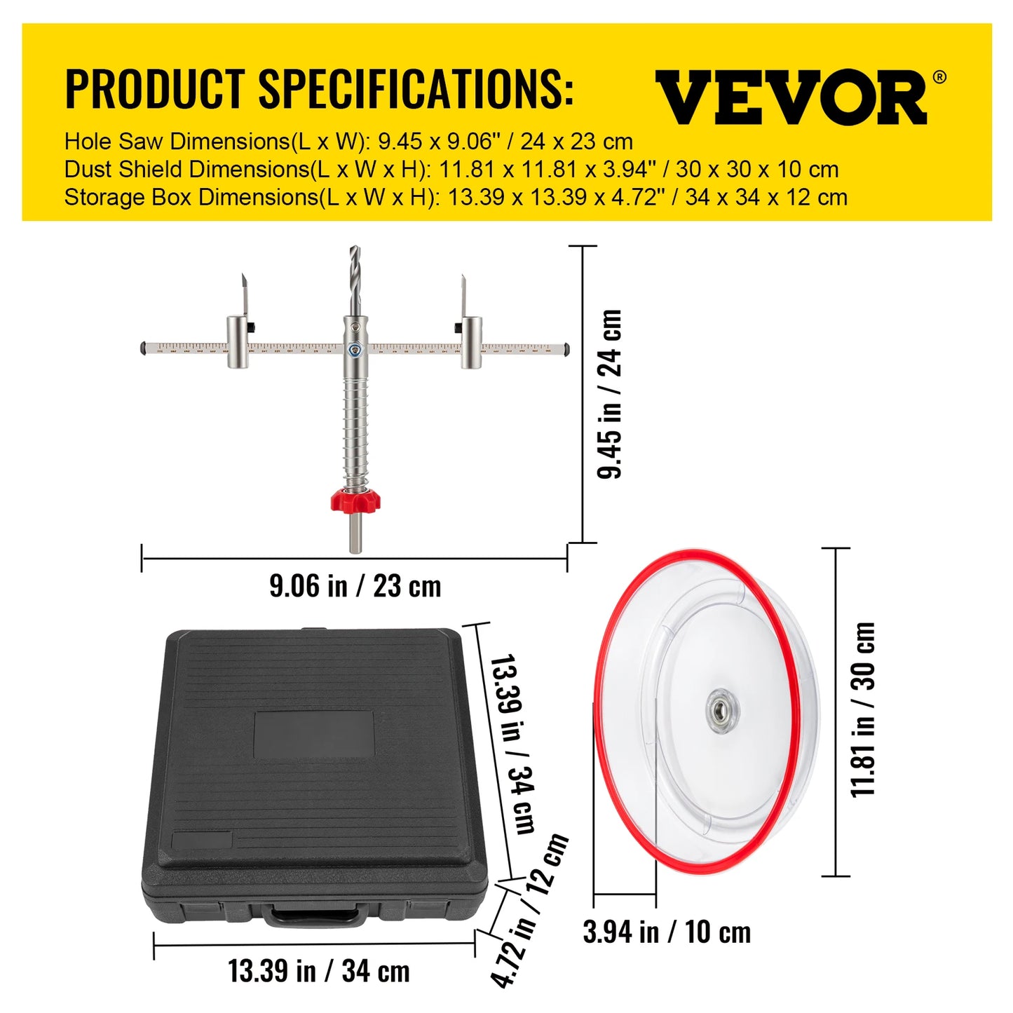 SucceBuy 40-200mm 40-300mm Adjustable Steel Hole Saw Cutter Kit w/ Shield Hole Cutter Drill Bit DIY Tool Sheetrock Veneer Slate