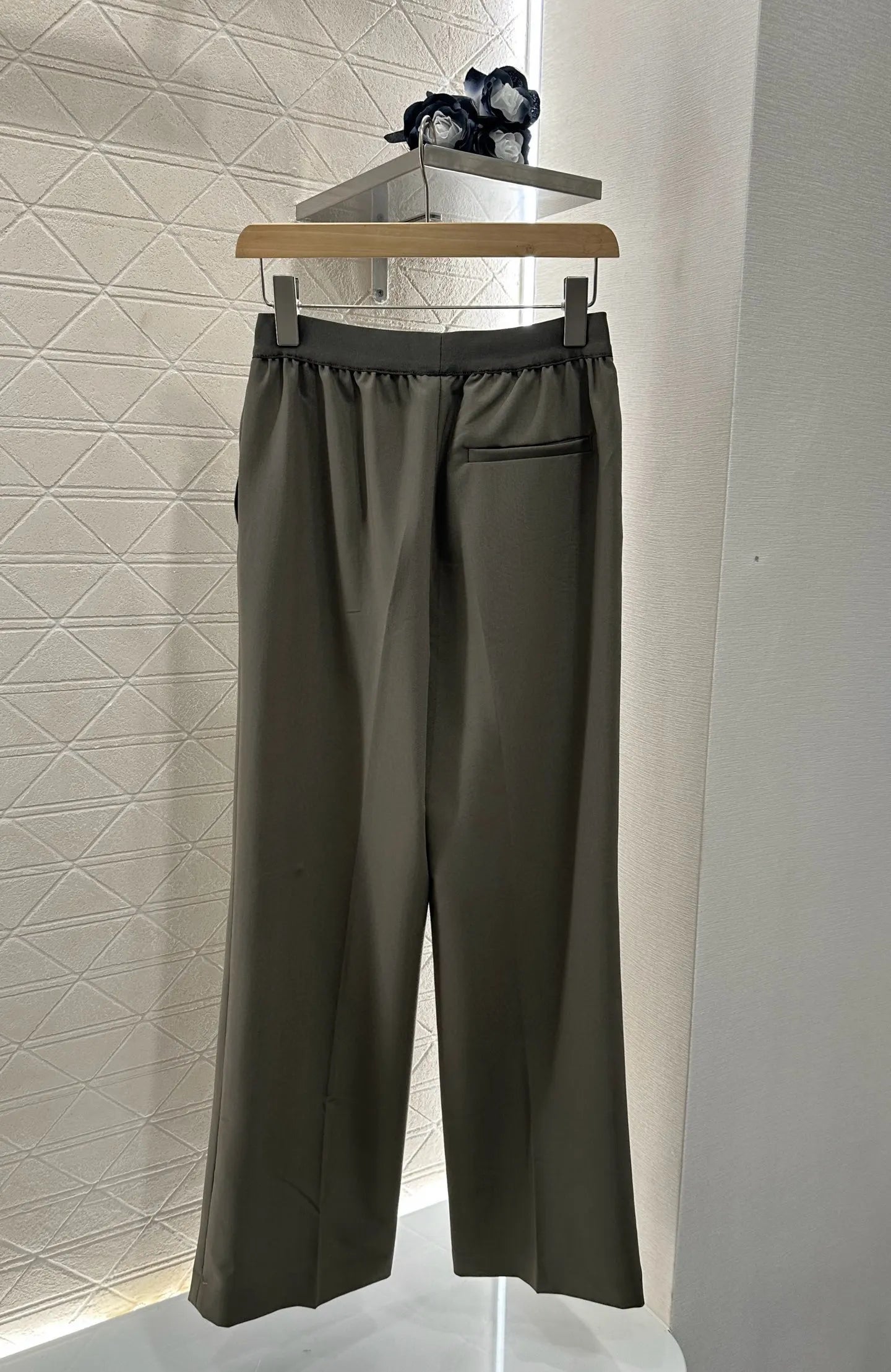 25 early autumn new women's clothing versatile elastic waist straight tube loose casual slimming suit pants