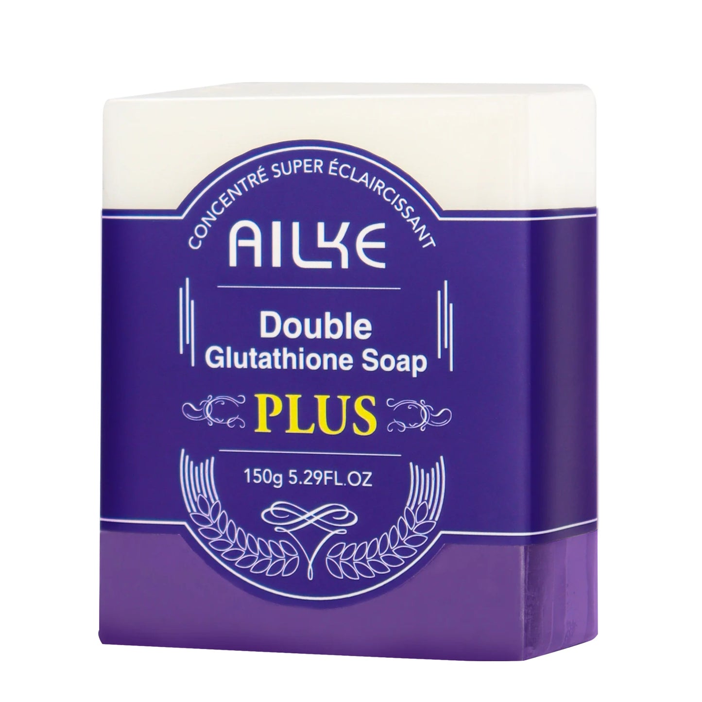 AILKE Double Glutathione PLUS Whitening Soap Bar, Reduce Dark Spots, Deep Clean Skin, Natural Lavender Scented for Face & Body