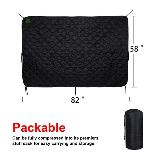 Tactical Army Poncho Liner Camouflage Water Repellent Woobie Quilted Blanket for Camping Shooting Hunting