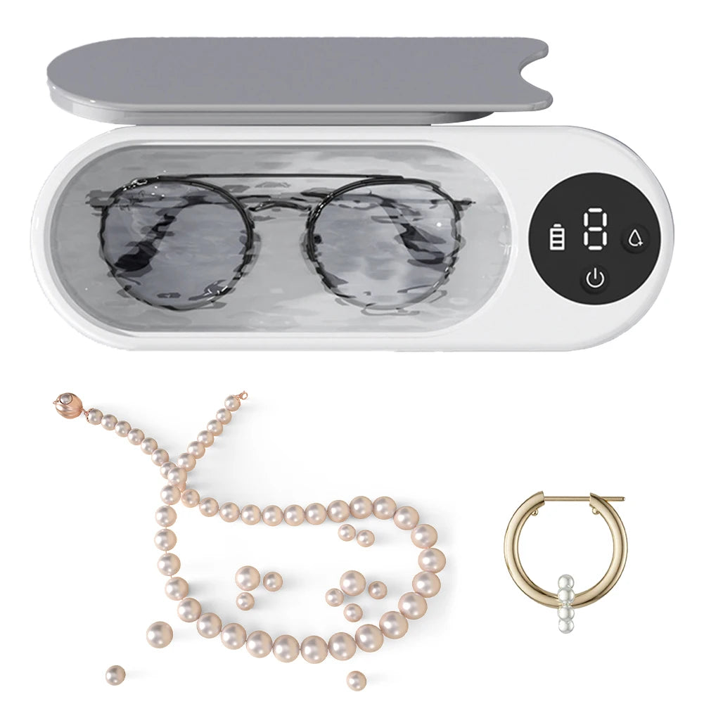 Ultrasonic Eyeglass Washing Tool Portable Glasses Cleaner Retainer Cleaner Machine Multifunctional for Retainer Eyeglass Watches