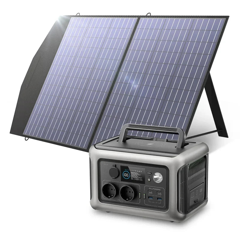 ALLPOWERS 100W 140W 200W Solar Panel Charger with 299Wh LiFePO4 Battery 600W Portable Power Station for Camping and RV