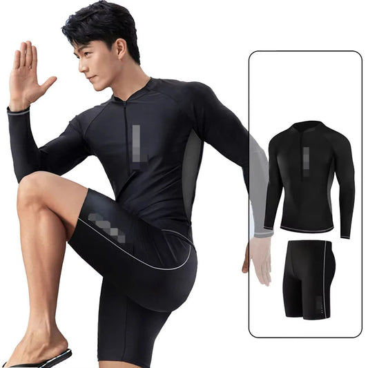 New Mens Quick Drying Long Sleeved Sun Proof Beach T Shirt Snorkeling Surfing Suit Water Sports Swimsuit Surfing Top