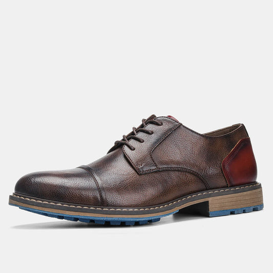 Retro Men Derby Shoes Casual Fashion Leather Footwear