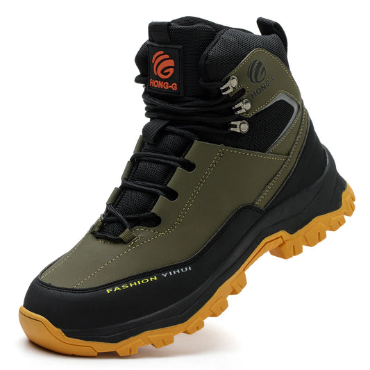 Mens Work Boots Steel Toe Safety Sneakers with Metatarsal Guard Slip-Resistant Puncture-Resistant Sole for Warehouse & Delivery