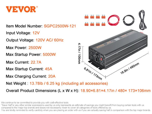 SucceBuy 2000W 2500W Sump Pump Battery Backup System With LCD Display Auto Switch To Battery Inverter Power For Emergency Use