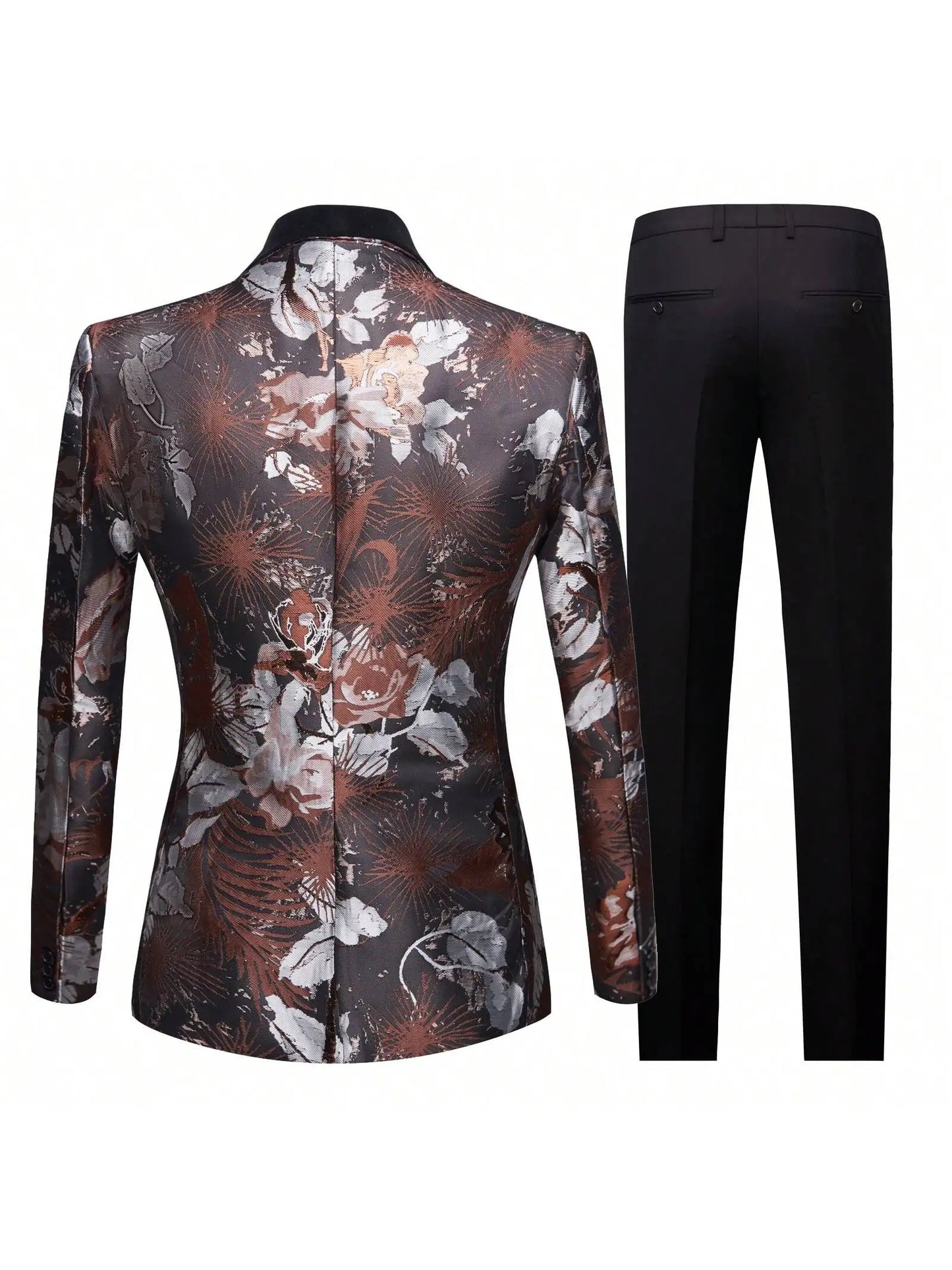 Men's slim fit 3-piece single button tailcoat set for weddings, dances, dinners, street parties (sports jacket+vest+pants)