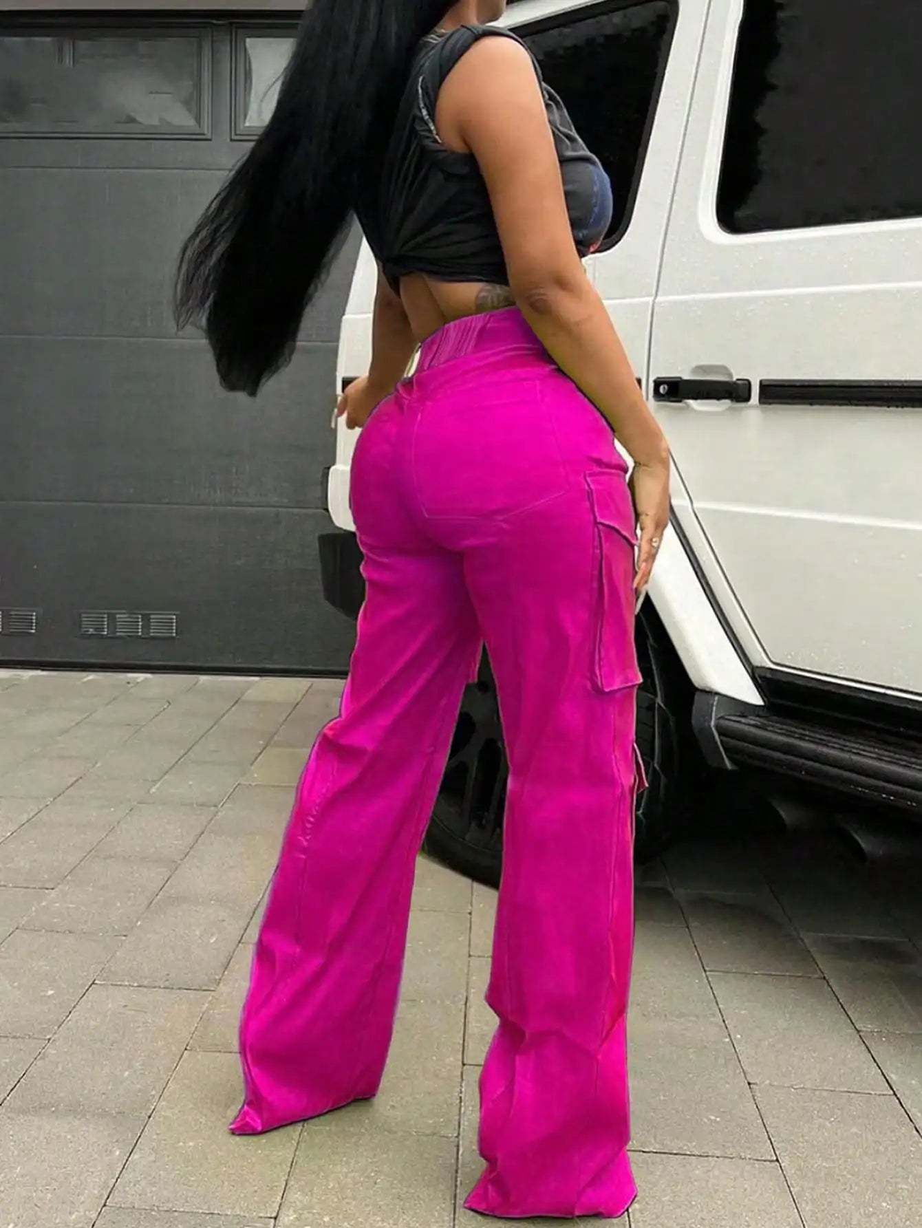 Retro streetwear work pants, fashgo Pants Straight Wide Leg Trousers Y2K Streetwear Baggy Stretchy Pants With Pockets Streetwear