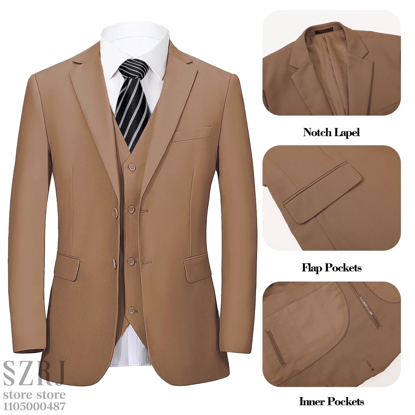 4pcs Men's Formal Suit Set: Tuxedo Vest, Pants, Bowtie, Solid Lapel Collar - Classic Elegant for Business/Party/Interview