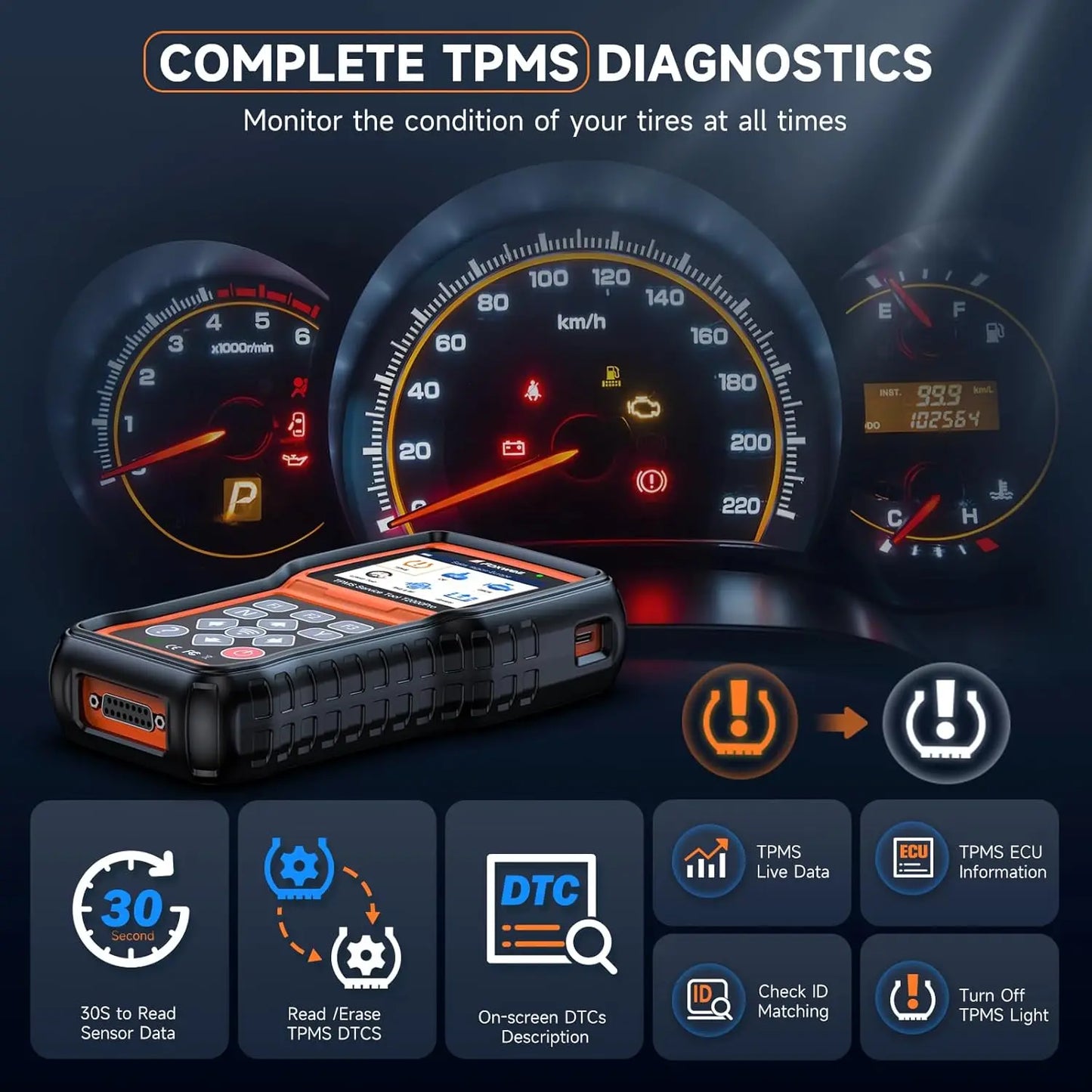 FOXWELL T2000 PRO Auto Tire Pressure Tool TPMS Relearn Activate Sensors Programming Car OBD2 Code Reader Diagnostic Tools