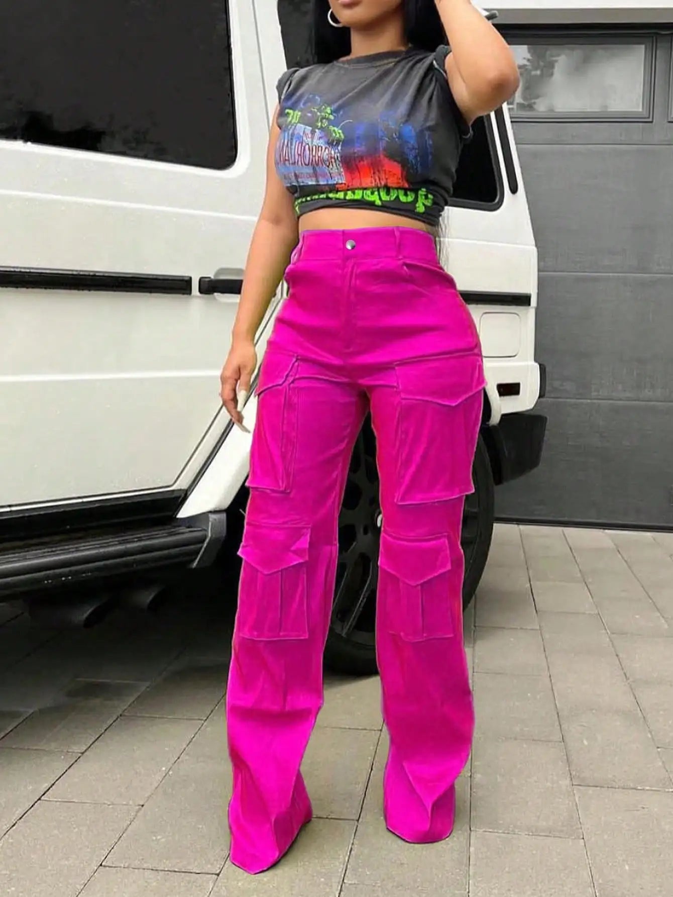 Retro streetwear work pants, fashgo Pants Straight Wide Leg Trousers Y2K Streetwear Baggy Stretchy Pants With Pockets Streetwear