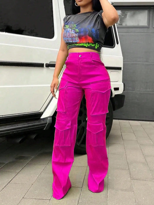Retro streetwear work pants, fashgo Pants Straight Wide Leg Trousers Y2K Streetwear Baggy Stretchy Pants With Pockets Streetwear