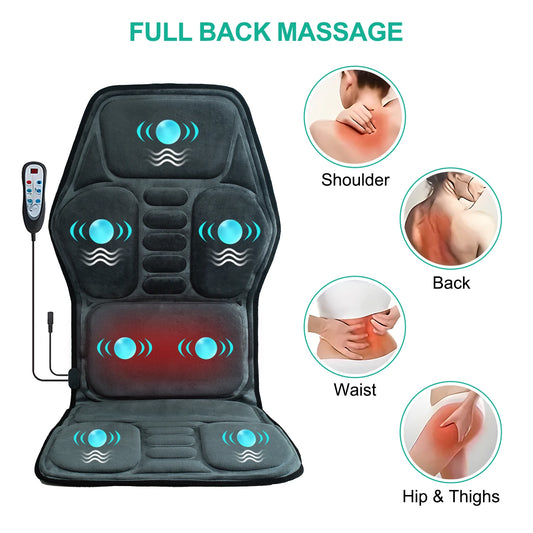 Massage Seat Cushion With Heating, Full Body Vibration Back Massage Chair Cushion For Men & Women, Use at Home Office Car, Gifts