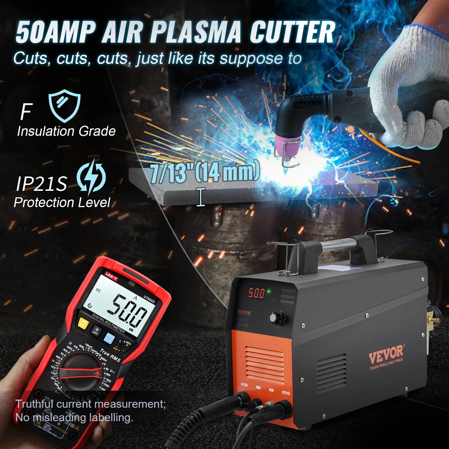 SucceBuy Plasma Cutter 50Amp Non-Touch Pilot Arc Air Cutting Machine 110V Dual Voltage AC IGBT for Cut Copper Stainless Steel
